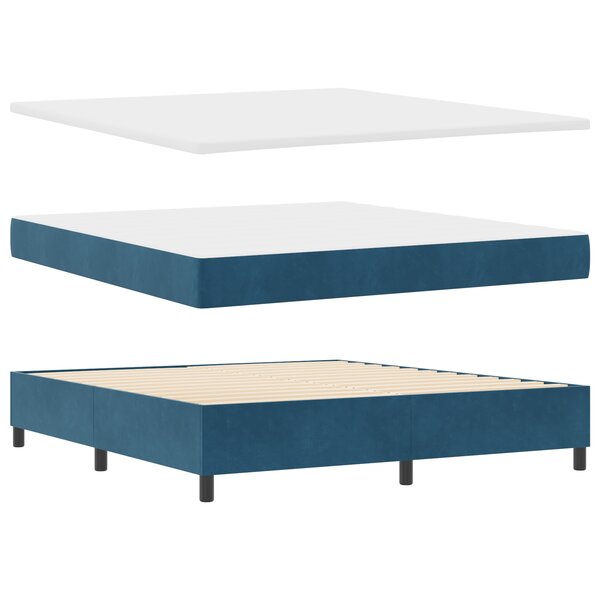 vidaXL Lit Box Spring avec Matelas & Banc Bleu Foncé 180x200 cm Velours