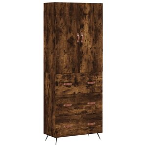 vidaXL Buffet haut Chêne fumé 69 5x34x180 cm Bois d'ingénierie