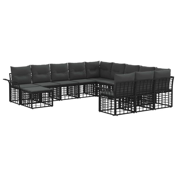 vidaXL Ensemble de canapé de jardin 12 Pièces Noir et Gris foncé
