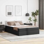 vidaXL Lit avec rangement et matelas avec matelas 2 Pièces Noir Cuir