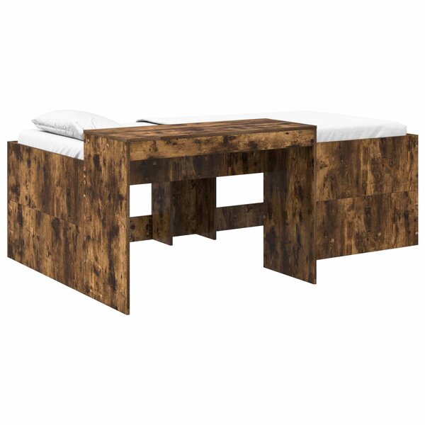 vidaXL Lit haut pour enfants avec bureau Chêne fumé 75 x 190 cm