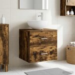 vidaXL Vanité de lavabo mural Chêne fumé 49 5 x 41 x 64 5 cm