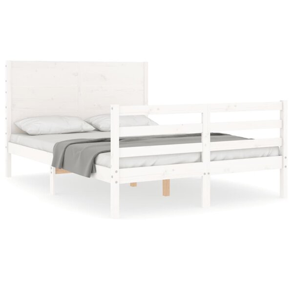 vidaXL Cadre de lit sans matelas blanc 140x190 cm bois massif
