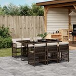 vidaXL Ensemble à manger de jardin et coussins 7 Pièces marron rotin