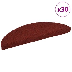 vidaXL Tapis d'escalier autocollants 30 pièces 56 x 17 x 3 cm Rouge bordeaux Demi-rond