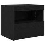 Cabinet de chevet vidaXL avec lumières LED Chêne noir 50x40x45 cm