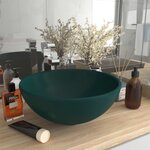 vidaXL Lavabo rond de salle de bain Vert foncé mat 32 5x14cm Céramique