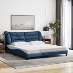 vidaXL Cadre de lit sans matelas Hvar bleu 180x200 cm tissu