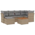 vidaXL Salon de jardin avec coussins 7Pièces mélange beige résine tressée