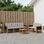 vidaXL Ensemble de canapés d'extérieur 7 Pièces Naturel et gris clair