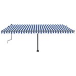 vidaXL Auvent manuel rétractable avec LED 500x300 cm Bleu et blanc