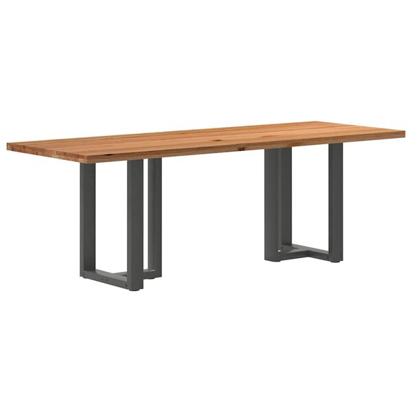vidaXL Table à manger marron clair bois de chêne massif rectangulaire