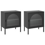 vidaXL Tables de chevet 2 Pièces noir 50x35x60 cm verre et acier