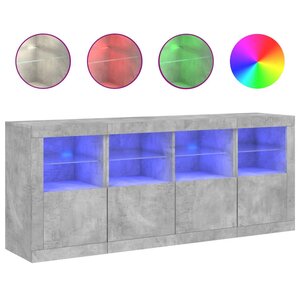 vidaXL Buffet avec lumières LED gris béton 163x37x67 cm