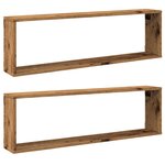 vidaXL Étagères cube murales 2 Pièces vieux bois 100x15x30 cm
