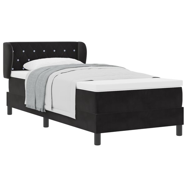 Lit Box Spring vidaXL avec Matelas Noir 100x200 cm Velours
