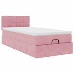 vidaXL Cadre de lit ottoman avec matelas rose 90x200 cm velours