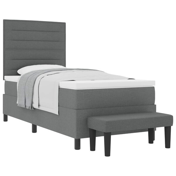 vidaXL Lit à ressorts avec tête de lit Gris foncé 100 x 200 cm tissu