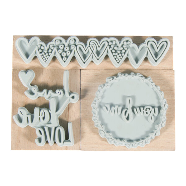 Kit tampons en bois "Cher"  3 2x3 8cm - 8 1x1 6cm  boîte 3 pces