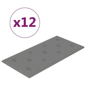 vidaXL Panneaux muraux 12 Pièces Gris 60x30 cm Similicuir 2 16 m²