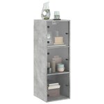 vidaXL Armoire murale avec portes en verre gris béton 35x37x100 cm