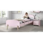 KIDDY Lit simple en bois et sommier + Barrière de sécurité  + Chevet enfant 1 porte