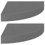vidaXL Étagères d'angle flottantes 2Pièces gris brillant 25x25x3 8cm MDF