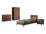 Ensemble Chambre ilyas lit 90x200 + chevet + armoire 2 portes + commode