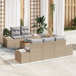 vidaXL Ensemble de Canapés de Jardin 6 pièces avec Coussins Beige Rattan Poly Acacia