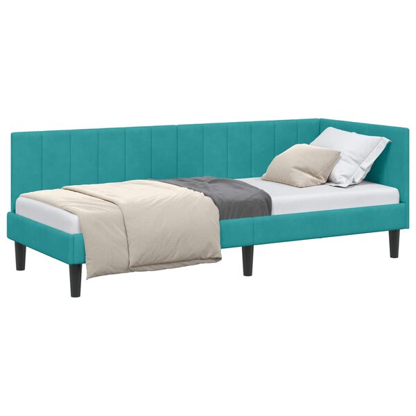 vidaXL Cadre de lit d'angle Turquoise 80 x 200 cm Velours