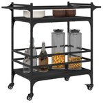 vidaXL Chariot de cuisine noir 82x40x78 5 cm bois d'ingénierie