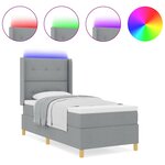 vidaXL Lit à ressorts avec matelas Gris clair 100 x 200 cm tissu