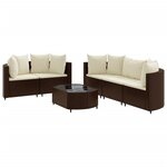 vidaXL Salon de jardin avec coussins 6 Pièces marron résine tressée