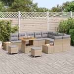 vidaXL Ensemble de canapé de jardin avec coussin Beige Poly rotin
