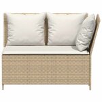 vidaXL Salon de jardin avec coussins 3 Pièces beige résine tressée