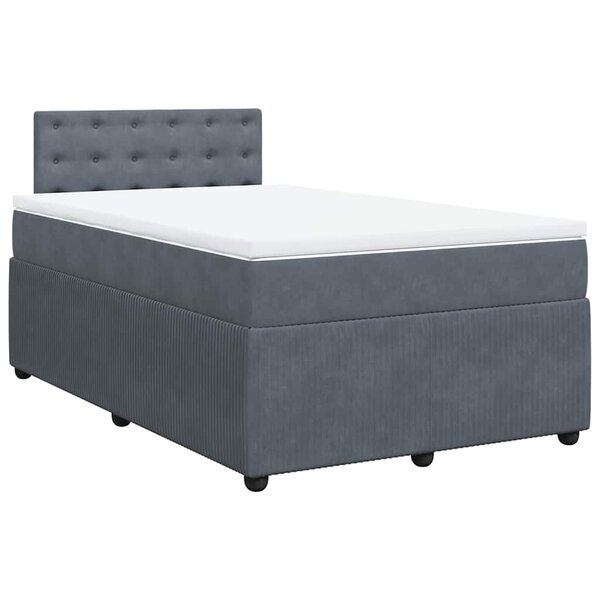 vidaXL Sommier à lattes de lit et matelas gris foncé 120x190cm velours