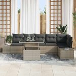 vidaXL Ensemble de canapé de jardin 7 Pièces Gris clair Poly rotin