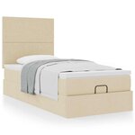 vidaXL Cadre de lit ottoman avec matelas crème 90x190 cm tissu