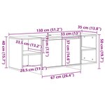 vidaXL Meuble TV chêne artisanal 130x35x50 cm bois d'ingénierie