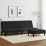 vidaXL Canapé-lit à 2 places avec repose-pied noir velours