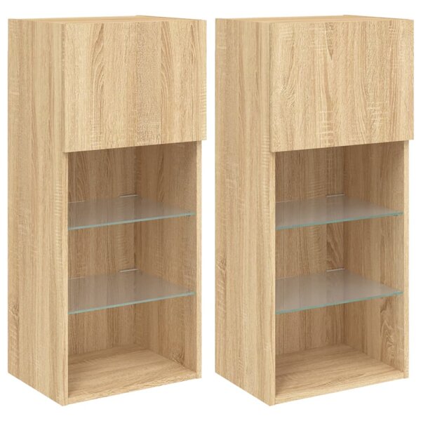 vidaXL Meubles TV avec lumières LED 2 Pièces chêne sonoma 40 5x30x90 cm