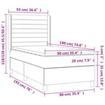 vidaXL Sommier à lattes de lit matelas LED Gris foncé 90x190cm Tissu