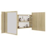 vidaXL Armoire à miroir à LED de bain Chêne sonoma 100x12x45 Acrylique