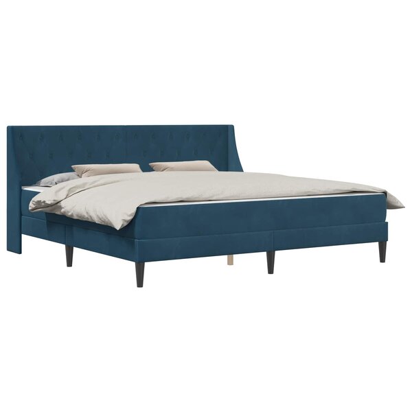 vidaXL Cadre de lit avec matelas Bleu 200 x 200 cm Velours