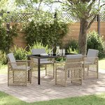 vidaXL Ensemble de salle à manger pour jardin 5 Pièces Beige polyrotin