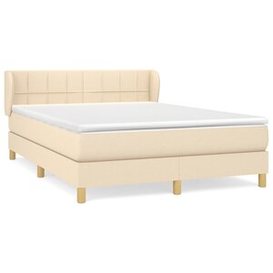 vidaXL Sommier à lattes de lit avec matelas Crème 140x200 cm Tissu