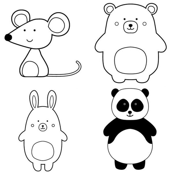 Kit 4 tampons bois - Animaux adorables