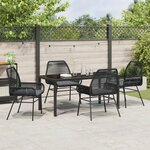 vidaXL Ensemble de Salle à Manger de Jardin 5 Pièces avec Coussins Noir Poly Rotin