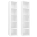 vidaXL Armoires à CD 2 Pièces Blanc brillant 21x16x93 5 cm