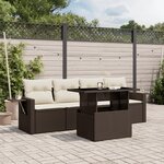 vidaXL Salon de jardin avec coussins 5 Pièces marron résine tressée